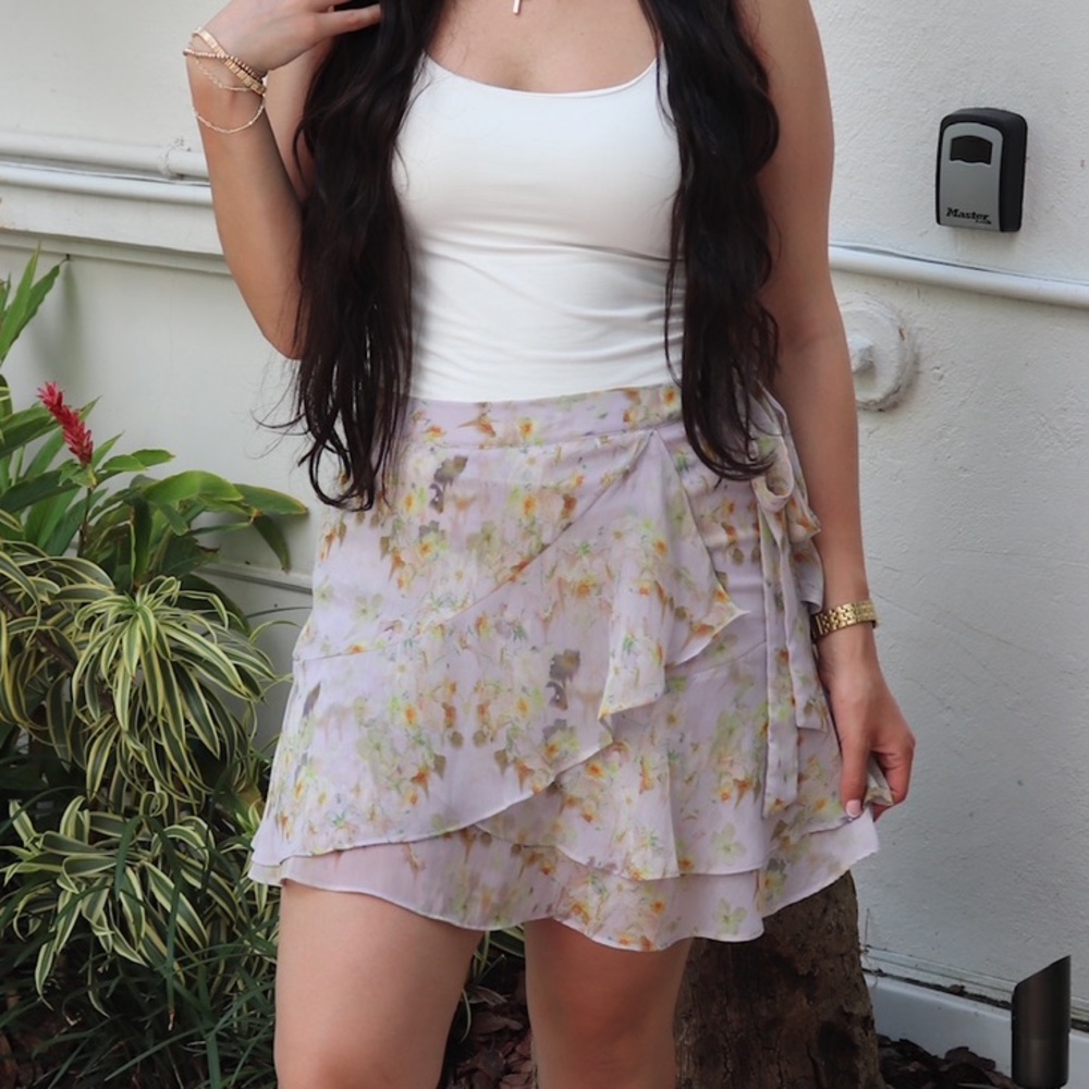 All saints floral wrap skirt